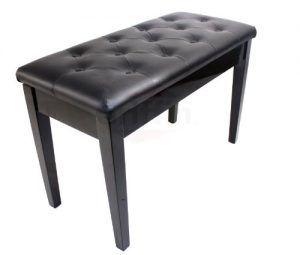 Griffin Ebony Black Leather Piano Bench with Storage